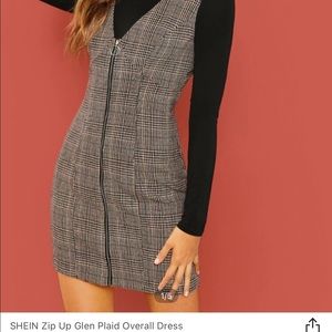 Shein Plaid Overall Dress